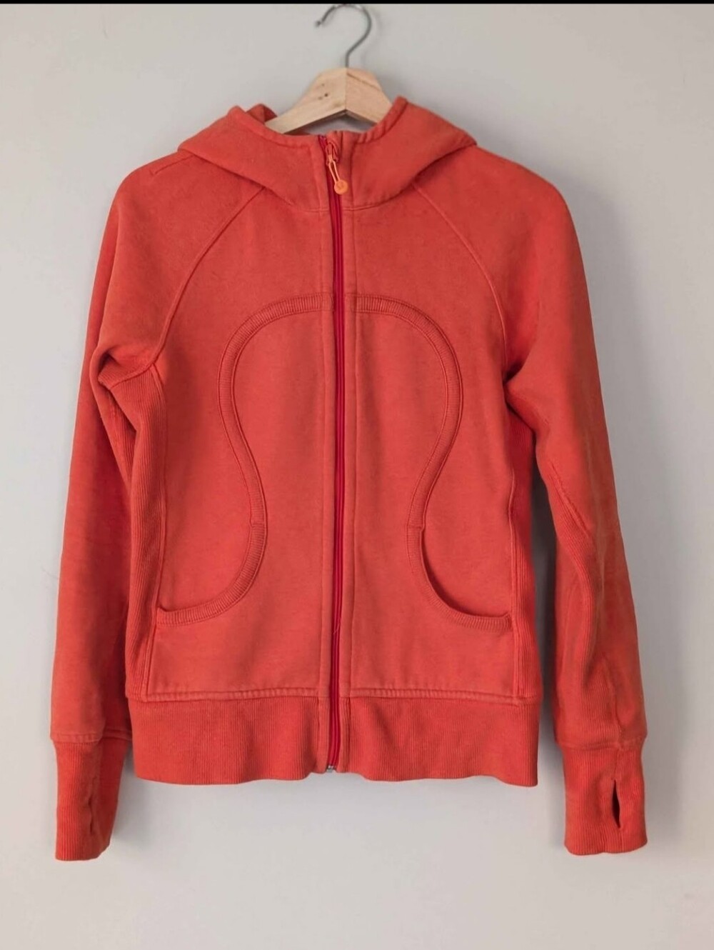 Lululemon Classic Full-Zip Scuba Hoodie Orange Coral Red Size 6